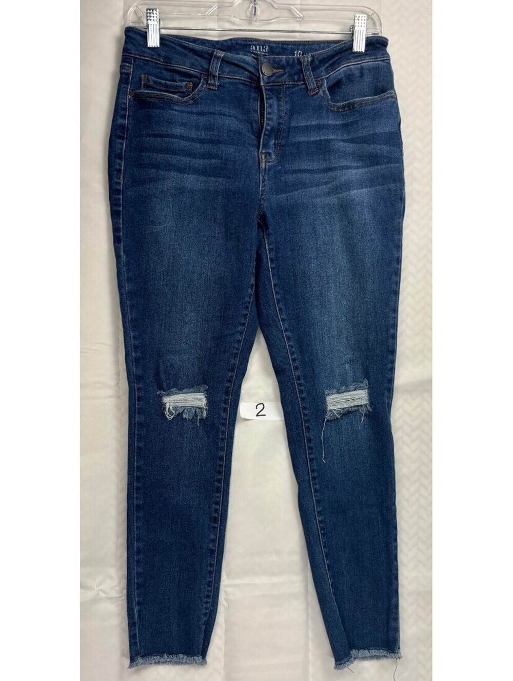 a.n.a Women's Size 10 Blue Denim Jeggings with Knee Distress